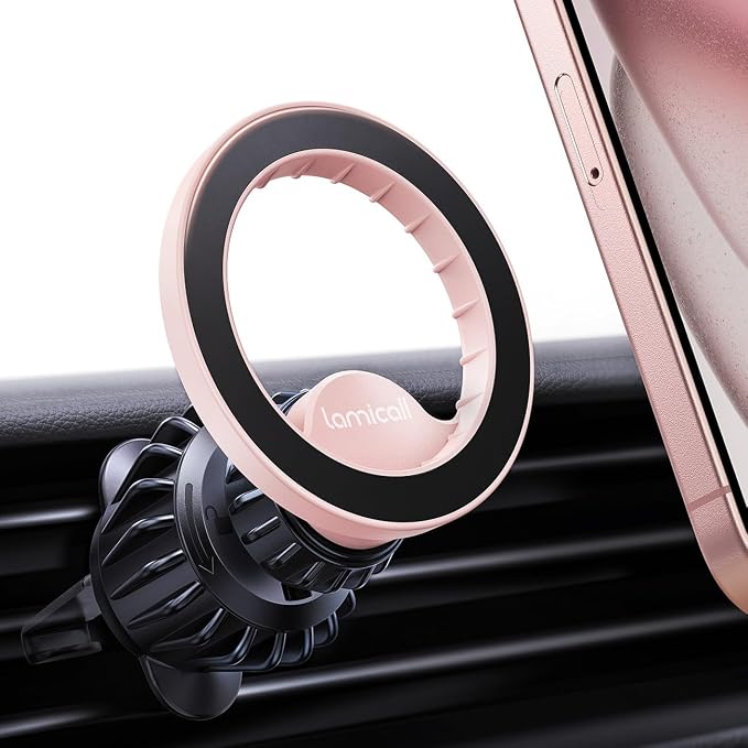 Lamicall for MagSafe Car Mount - [20 Super Magnets] Magnetic Phone Holders for Your Car, Air Vent Phone Holder Car, HandsFree Cell Phone Holder Mount Accessories for Women Men fit iPhone 17 Pro Pink