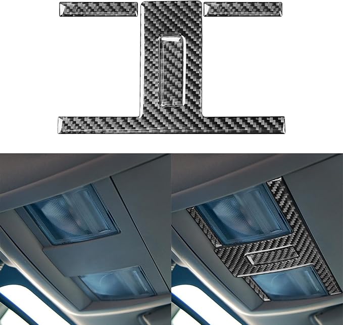 Real Premium Carbon Fiber Sticker Car Front Roof Overhead Accent Light Frame Decor Reading lamp Decal Compatible with Dodge Charger 2008 2009 2010 Interior Accessories Trim 4pcs Black