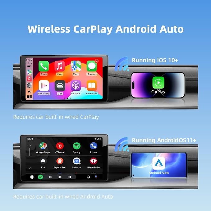 4-in-1 Wireless CarPlay Android Auto Adapter Magic AI Box 3.0 Built-in Play Store Video Apps, Supports TF Card & USB Drive, USB/Type-C, Fits for Built-in Wired CarPlay Car