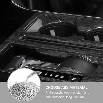 Jimen Compatible with Ford F150 2021-2025, Center Console Gear Shift Panel Trim Cover (Black Wood Grain)
