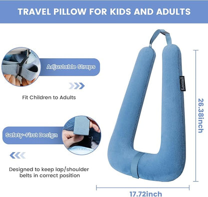 Keemall Car Pillow for Kids, Professional Kids Car Pillow for Sleeping Inflatable Carseat Travel - Safe, Reliable - Travel Pillows for Kid Adult Car Seats Blue