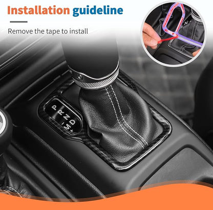 JeCar 14-Piece Black Carbon Fiber Interior Trim Kit for 2024 2025+ Jeep Wrangler JL JLU Gladiator JT - Center Console Dash Interior Decoration Accessories