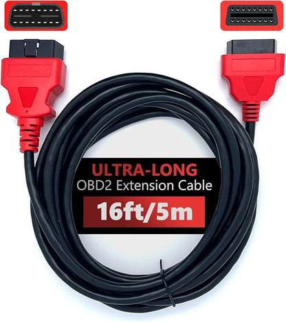 JUTA OBD2 Extension Cable Ultra-Long 16ft/5m 16-Pin OBD-II Male to Female Extension Cord OBDII Diagnostic Extender Adapter - 16ft/5m