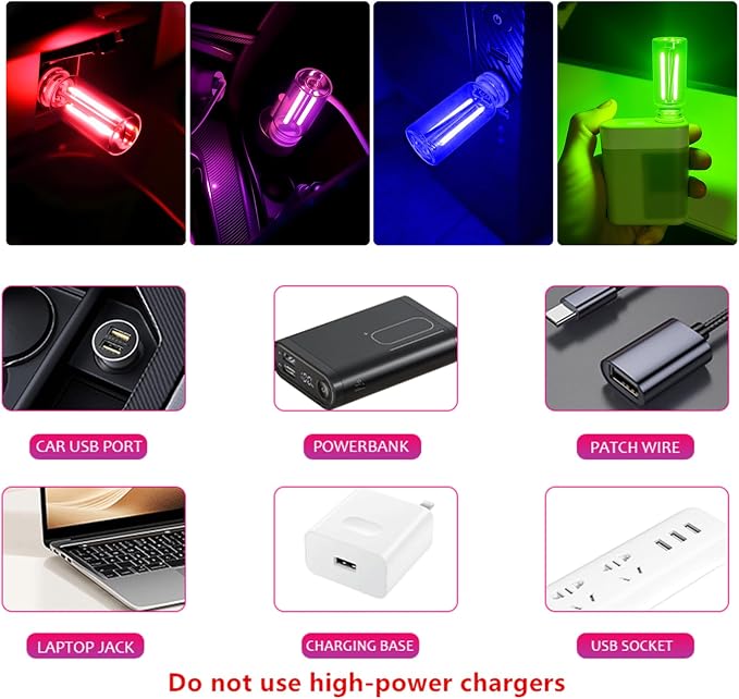 LED Touch Control Car Atmosphere Light, USB Mini Glass Bottle Night Light for Vehicle Bedroom Camping Decoration - Green