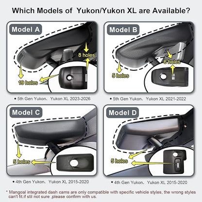 mangoal 4K Front & 2K Rear 2 Channel HDR Dash Cam, Dual STARVIS 2 IMX678 IMX675, for GMC Yukon, Yukon XL 2015 2016 2017 2018 2019 2020(Model D), 5GHz WiFi, GPS, Support 512GB Max(Additional Purchases)