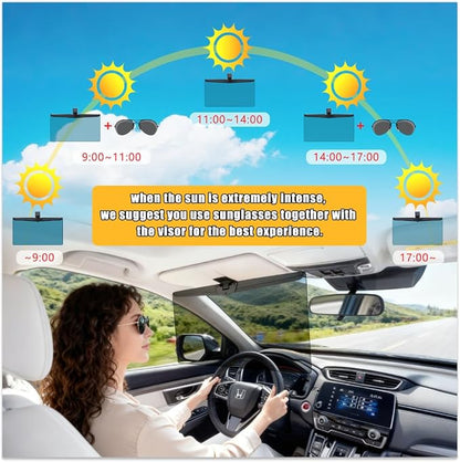 Veharvim Sun Visor Extender for Cars, Polarized Car Visor Extender Sun Blocker UV400, Adjustable Visor Extension, Clip on Sun Visor for Car, Universal, Glare, UV Protector
