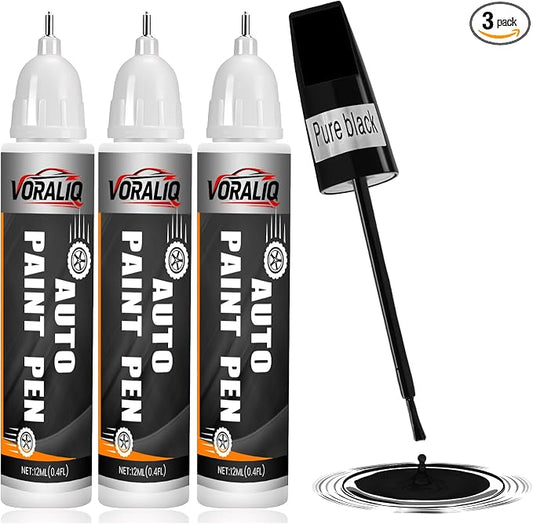 Touch Up Paint for Cars, 3-Pack - Black Car Scratch Repair Pen, Color Accurate Automotive Touch Up Paint, Long-Lasting Scratch Resistance, Fast-Drying & User-Friendly, Safe & Water-Resistant for Automotive & Household Touch-Ups