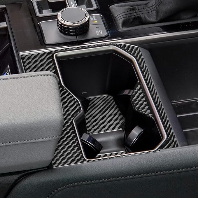 NVCNX Real Premium Carbon Fiber for Toyota Tundra 2022-2026 2023 2024 2025 SR5/Limited/TRD PRO/SR Center Console Cup Holder Panel Insert Mat Cover Interior Trim Accessories Overlay Sticker Decal 4PCs