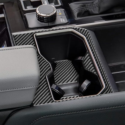 NVCNX Real Premium Carbon Fiber for Toyota Tundra 2022-2026 2023 2024 2025 SR5/Limited/TRD PRO/SR Center Console Cup Holder Panel Insert Mat Cover Interior Trim Accessories Overlay Sticker Decal 4PCs