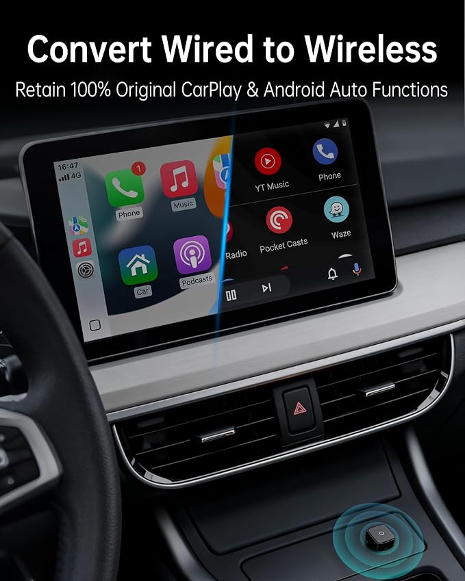 ONINCE Wireless carplay Adapter USB c, Convert Factory Wired CarPlay/Android auto to Wireless, Designed for USB-C Port Cars, Stable Connection