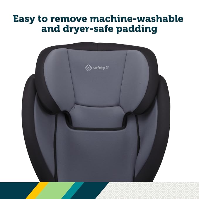 Safety 1st Grow and Go 2-in-1 Booster Car Seat with ComfortWings, Converts High-Back to Backless, 19" Wide, Slim Design, Lightweight, Foldable, Easy-Clean, Cup Holders, 40-100 lbs, Black Sand
