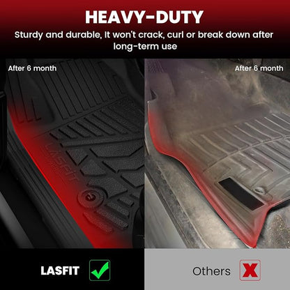 LASFIT Floor Mats for Nissan Frontier 2009-2021 Crew Cab (Not Fit King Cab), All Weather TPE Custom Fit Easy Clean Durable No-Curling Floor Liners for Frontier 1st & 2nd Row Car Mats, Black