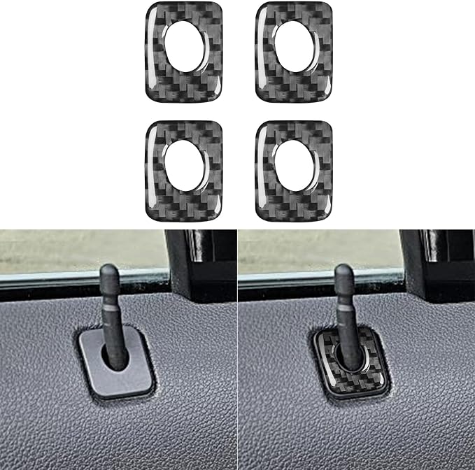 Premium Carbon Fiber Compatible with Ford Edge 2011-2014 2012 2013 SEL/Limited/SE/Sport Accessories Car Inner Door Lock Pin Rings Frame Cover Interior Trim Sticker Decal Black 4PCS