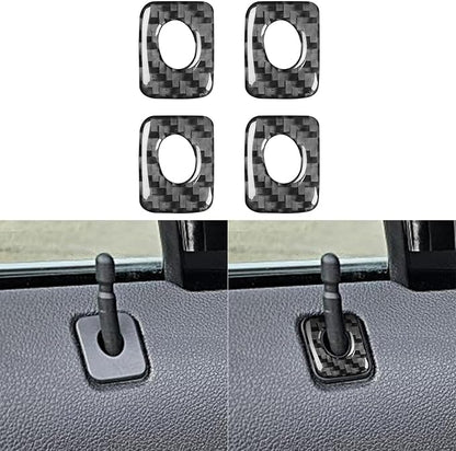 Premium Carbon Fiber Compatible with Ford Edge 2011-2014 2012 2013 SEL/Limited/SE/Sport Accessories Car Inner Door Lock Pin Rings Frame Cover Interior Trim Sticker Decal Black 4PCS