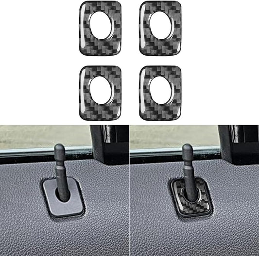 Premium Carbon Fiber Compatible with Ford Edge 2011-2014 2012 2013 SEL/Limited/SE/Sport Accessories Car Inner Door Lock Pin Rings Frame Cover Interior Trim Sticker Decal Black 4PCS