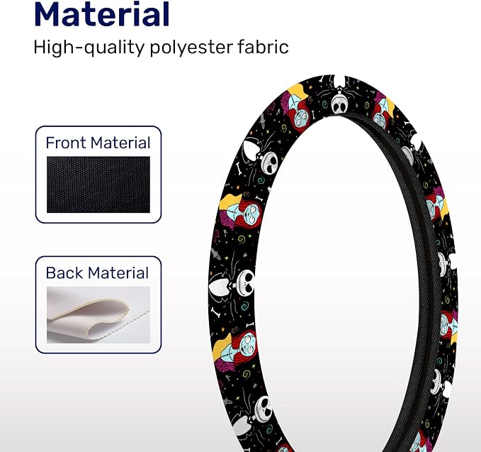 GENANY Nightmare Couple Steering Wheel Cover, Non Slip Polyester Car Wheel Protector for Car SUV Truck, Universal 15 Inch