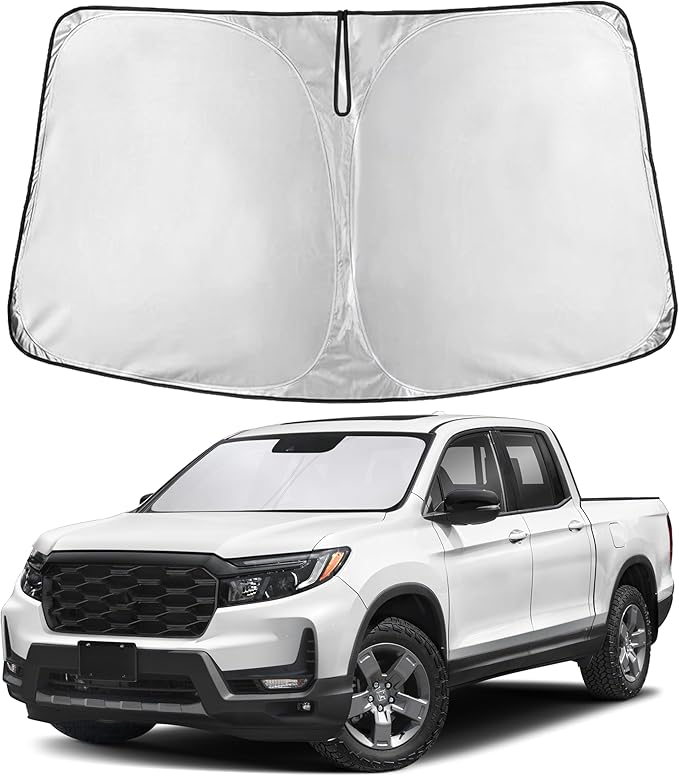 EcoNour Windshield Sun Shade Compatible for Honda Ridgeline 2017–2026 | Custom Fit Pickup Truck Front Window Sunshade | Foldable Heat & UV Reflective Sun Visor