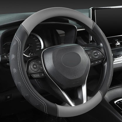 GIANT PANDA Car Steering Wheel Cover for Toyota RAV4,Camry,Highlander,Corolla,Prius,Tacoma, Standard Size - Black+Gray