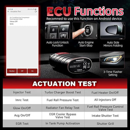 Thinkdiag OBD2 Scanner Bluetooth Full System Bidirectional Diagnostic Scan Tool OE Level Code Reader with ECU Function 15+ Reset Service FCA AutoAuth All Software 1 Year Update Fits for iOS & Android