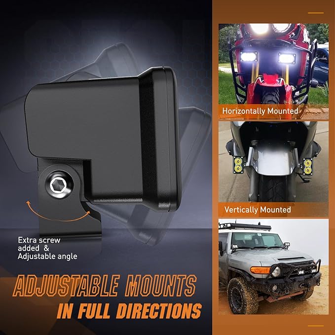 Nilight Motorcycle LED Pods 2 PCS 3 Inch Flood Offroad Fog Light 1160LM Driving Auxiliary Lights w/18AWG DT Wiring Harness Kit for ATV Truck Boat Tractor Forklift