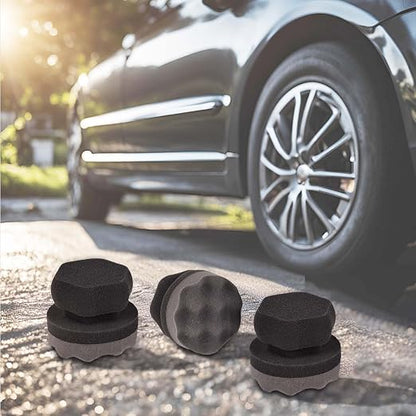 3PCS Tire Shine Applicator Pads, High-Density Wave-Grip Pad for Leather & Tire Care, Auto Detailing Tool, Durable and Reusae Applicator Pad for Auto Polishing, Cleaning, and Waxing