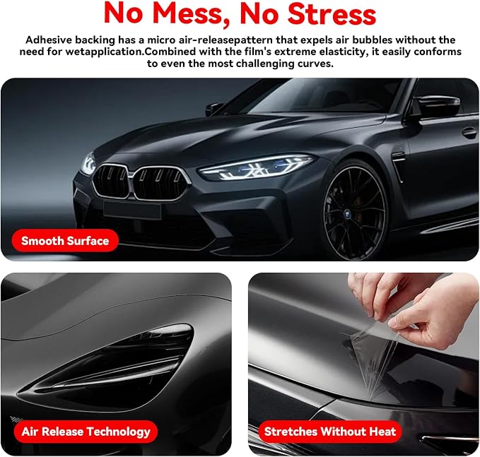 Self-Healing 8.5 Mil Clear Paint Protection Film for Cars - TPU Film Roll for Bumper, Headlamps, Hood - UV Protection, Non-Yellowing(1.6ft x 6ft)