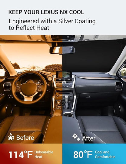 Proadsy 2026 Upgrade Windshield Sun Shade Custom Fit 2015-2021 NX Foldable Front Sunshade Protector Sun Visor Blocks UV Rays Keep Car Cooler