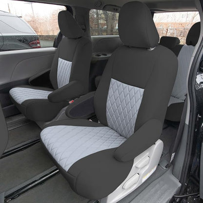 FH Group Custom Fit Car Seat Covers Specifically Made for 2011-2020 Toyota Sienna 7 Seater with Ultraflex Neoprene Water Resistant Automotive Seat Covers - 2nd Row Gray