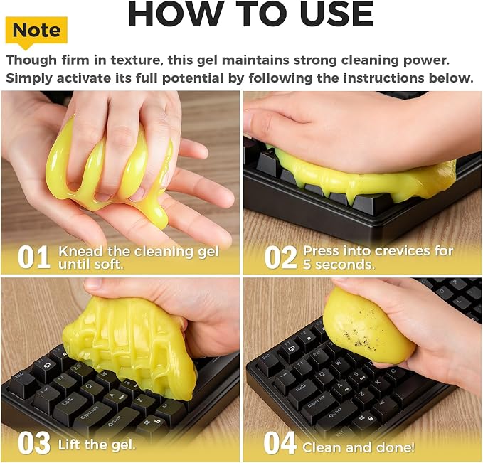 ASFSKY Keyboard Cleaning Gel (Lemon) Universal Cleaning Putty Dust Cleaning Car Interior Cleaner Car Dust Remover Car Slime Gifts for Men Women Girl（1 Pack）