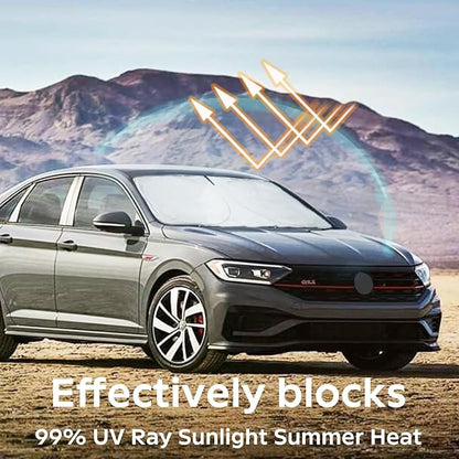 INSAUTO for VW Jetta 2020 Windshield Sun Shade Sunshade 2 Layers Front Window Shield for 2019-2026 Volkswagen Jetta Windshield Cover 210T Reflective Custom Fit Sun Visor Blocks UV Ray Car Accessories