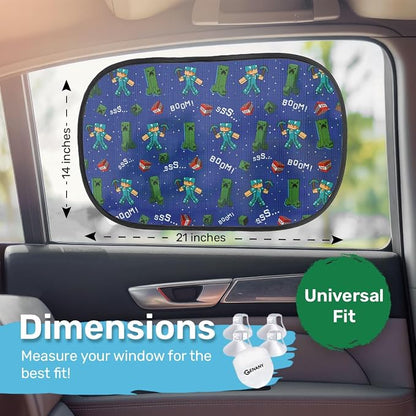 GENANY 2pcs Game Window Sun Shade for Sedan SUV Truck (21x14 Inches), Sun Shades for Side Window, Accessories for Kids, Baby Window Shades, Summer Car Decor