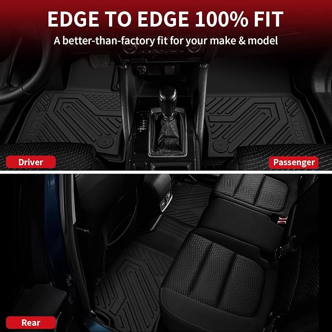 LASFIT Floor Mats & Backrest Mats & Trunk Mat for Mazda CX5 2017-2025 All Weather TPE Custom Fit Floor Liners Car Mats Accessories, Include 1st & 2nd Row & Seatback & Cargo Mats, Black