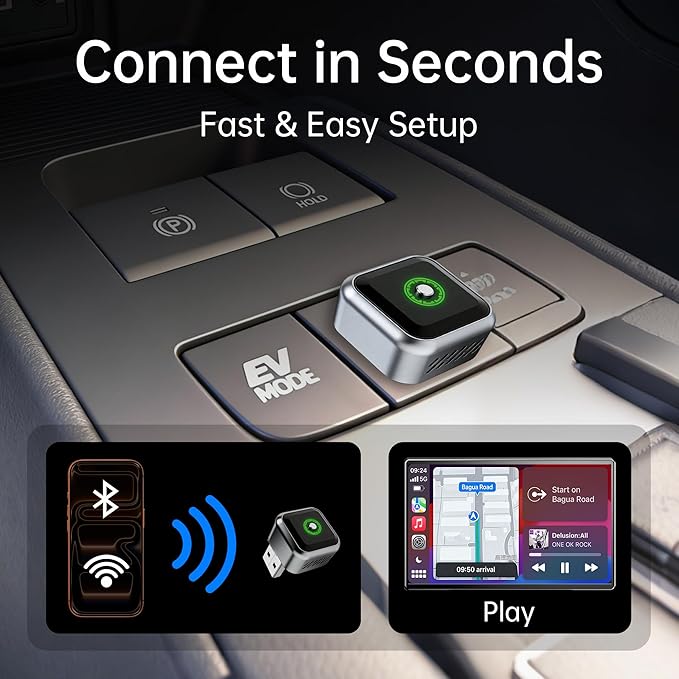 Wireless CarPlay Adapter for iPhone 2026 Upgrade, OEM-Level Stability with Lightning-Fast Instant Connection, One-Tap Device Switching, Ultra-Compact Design, for Cars with Factory Wired CarPlay