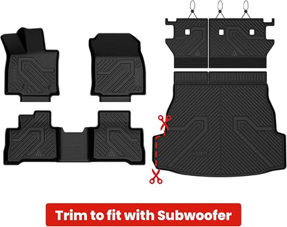 LASFIT Floor Mats & Trunk Mat & Backrest Mat for Toyota RAV4 2026 Hybrid (Not Fit Plug-in Hybrid. Fit for Cargo with Subwoofer) RAV 4 All Weather TPE Custom Fit Automotive Car Liner Accessories Black
