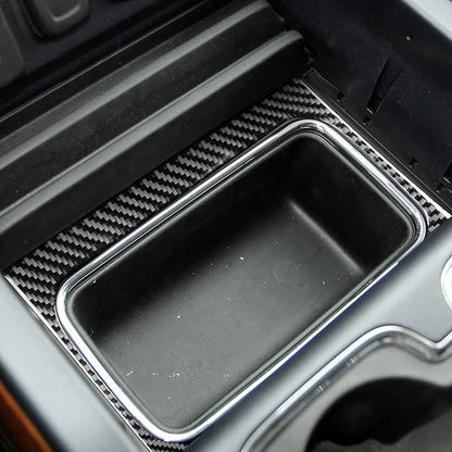 Real Premium Carbon Fiber Fit for Chevy Silverado/GMC Sierra 1500 2014-2018 for 2500/3500HD 2015-2019 Car Center Console Storage Box Frame Trim Decals Sticker Auto Interior Accessories Cover Black