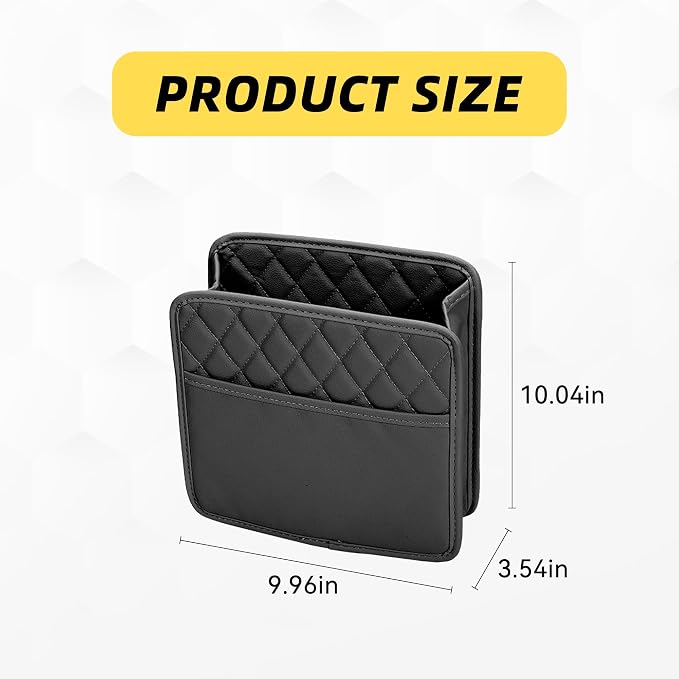 Car Seat Back Organizer, PU Leather Vehicle Backseat Hanging Storage Pocket, Multipurpose Auto Travel Essentials Accessories for Kids & Adults, Universal for Most Cars (Black)