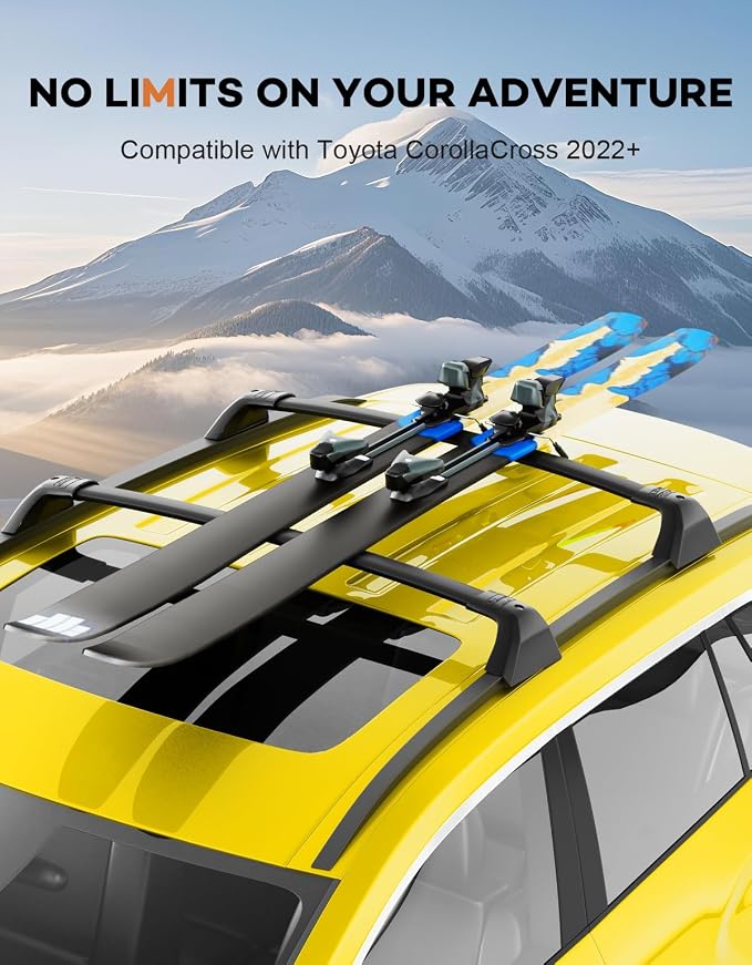 Wonderdriver Lockable Roof Rack Cross Bars 260lbs Compatible with Toyota Corolla Cross 2022-2026 (with Flush Side Rails),Heavy Duty Aluminum Anti-Theft Lockable Metal Lock Roof Rails Crossbars