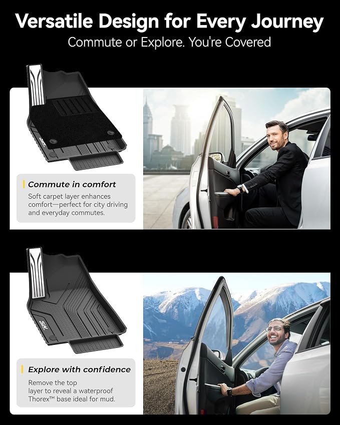 3W Floor Mats with Carpets for 2025 2026 Tesla Model Y Juniper Only Fit Standard 5 Seat Metal Pedal Liner & Rear Cargo Mat & Backrest Mats Anti-Slip All Weather TPE Car Accessories, Black, Vigormold™