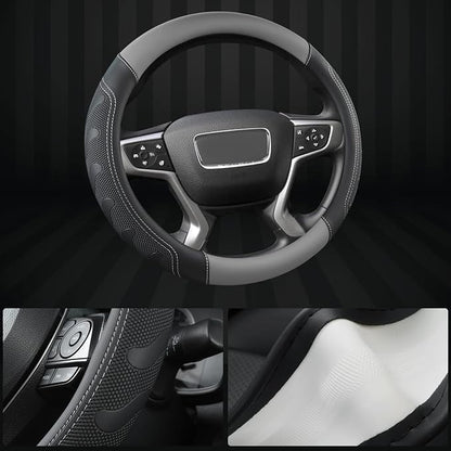 GIANT PANDA Steering Wheel Cover for GMC Sierra Acadia Terrain Yukon(Gray+Black-Standard Size)