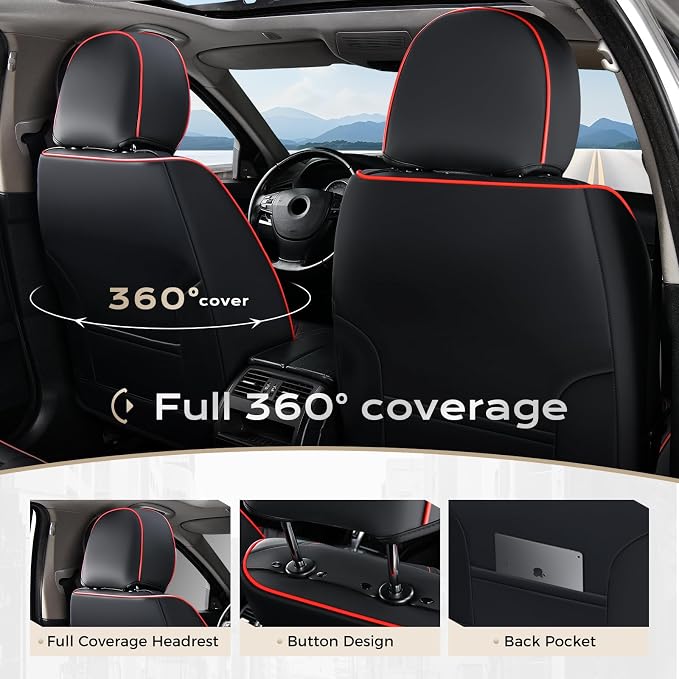 Coverado Car Seat Covers, Front Covers for Cars, Car Seat Cover Front Seats, Car Seat Protector Waterproof, Leather Car Seat Cushion, Universal Interior Covers Seat Protectors for Most Cars Purple