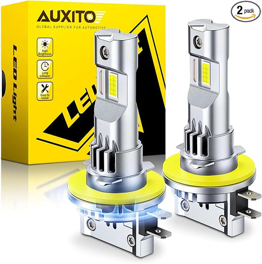AUXITO Upgraded H11B Bulbs, 1500% Brighter 6500K White with Cooling Fan, 1:1 Mini Size Anti-Flicker, 3 Min Quick Install, 20 Years Long Lifespan, 99% Compatibility, Pack of 2
