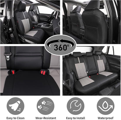 EKR Corolla Seat Covers Custom Fit for Toyota Corolla 2020 2021 2022 XLE,Leather Car Seat Cover Full Set-Faux Leather(Black+Light Gray)