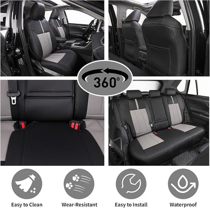EKR Corolla Seat Covers Custom Fit for Toyota Corolla 2014 2015 2016 2017 2018 2019 S/SE Sedan,Full Set Leather Car Seat Cover for Cars-Faux Leather(Black+Light Gray)