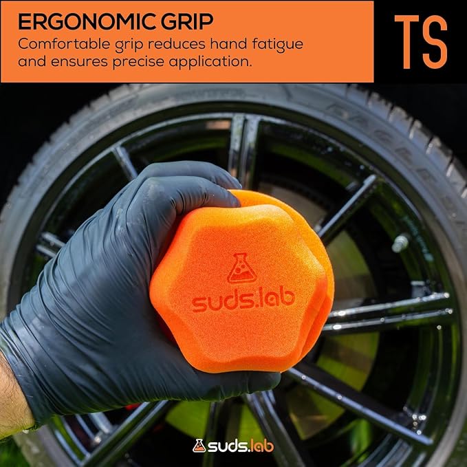 Suds Lab TS Tire Shine Applicator – Reusable Foam Tire Dressing Applicator Pad, Tire Shine Brush, Ideal for Car Tire Shine Gel, Tire Balm, Tire Cleaner, and Tire Applicator Sponge for even application