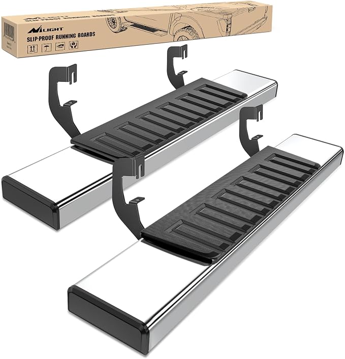 Nilight Running Boards for 2007-2018 Chevrolet Silverado GMC Sierra 1500HD 2007-2019 Chevy Silverado GMC Sierra 2500HD 3500HD Regular Standard Single Cab 6 Inch Side Step Nerf Bars Stainless Steel