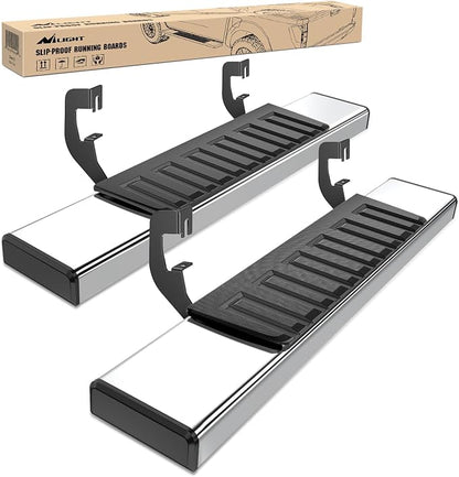 Nilight Running Boards for 2007-2018 Chevrolet Silverado GMC Sierra 1500HD 2007-2019 Chevy Silverado GMC Sierra 2500HD 3500HD Regular Standard Single Cab 6 Inch Side Step Nerf Bars Stainless Steel