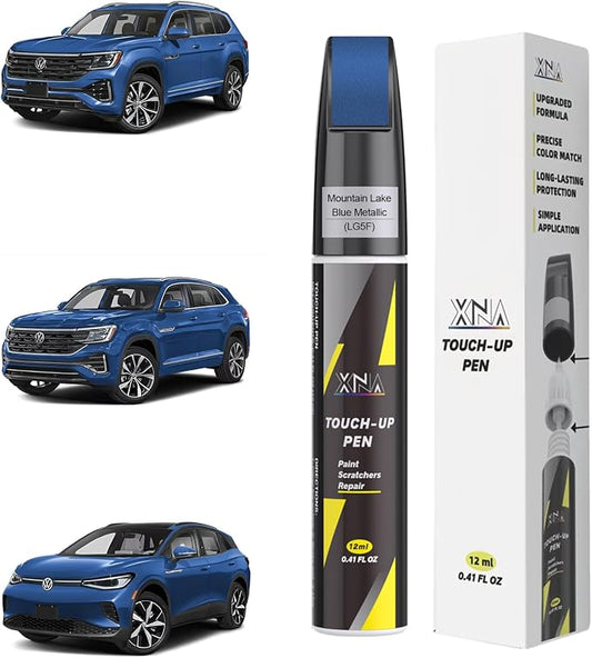 XNA Mountain Lake Blue Metallic(LG5F) for Volkswagen Touch Up Paint, Car Scratch Remover for Nicks and Chips Repair, 2-In-1 Quick & Easy Fix Car Scratch Repair Kit with Exact Color-Matched