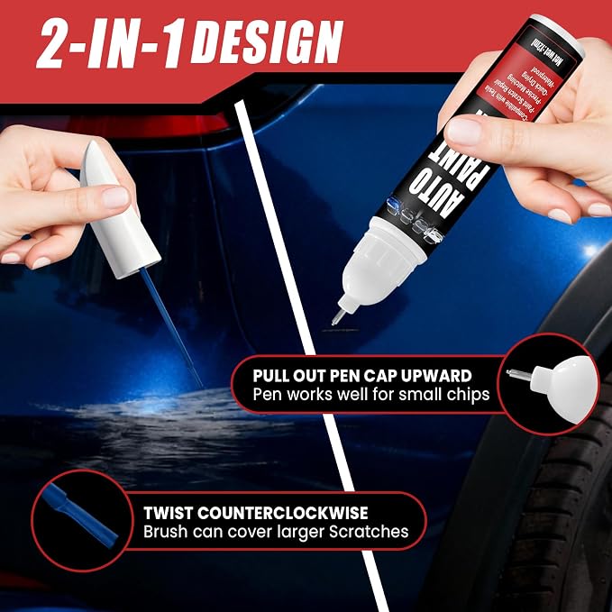 Touch Up Paint for Cars (Deep Blue Metallic PPSB), Compatible with Tesla Model Y/3/X/S, 0.4 fl oz Color Accurate 2-in-1 Car Paint Scratch Repair Pen, Easy to Use, Fast-Drying, Long-Lasting