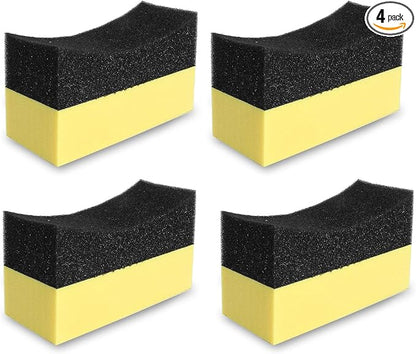 Uenhoy 4 Pcs Tire Contour Dressing Applicator Pads Tire Dressing Shine Sponge, Color Polishing Sponge Wax Buffing Pads for Car Class & Painted Steel & Porcelain