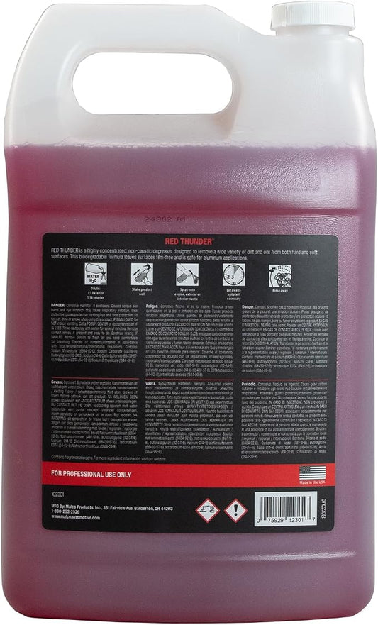 Malco Red Thunder - Automotive Degreaser and Cleaner - Breaks Down Grease & Grime on Engines, Wheels and Tires/Biodegradable, Heavy Duty and Multi-Purpose / 1 Gallon (102301)